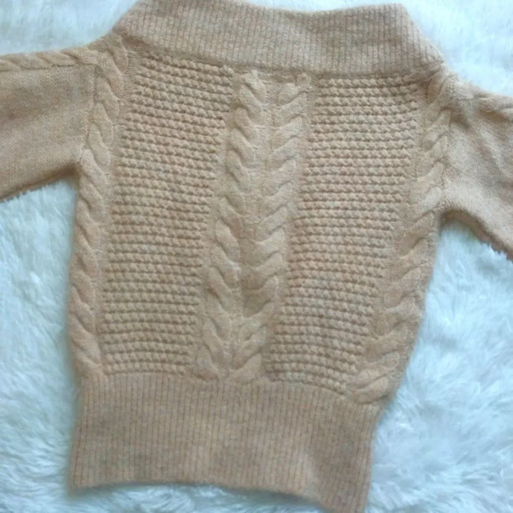 Anthropologie Sleeping On Snow Sweater Cable Knit Light Pink Cozy Coquette XS